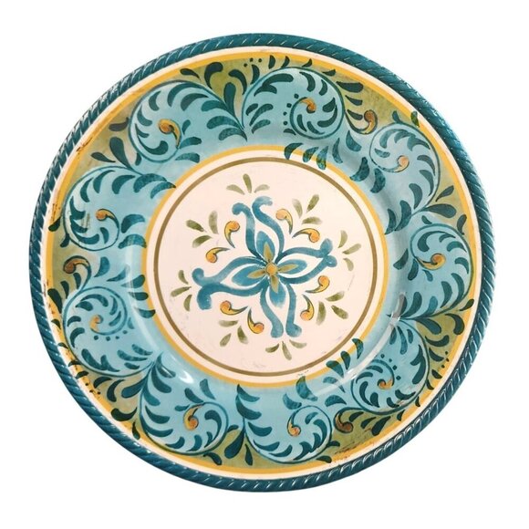 Studio A Melamine Serve Tray Plate 14"x14"x0.9" Blue & Yellow Floral Design Dura - Picture 1 of 5